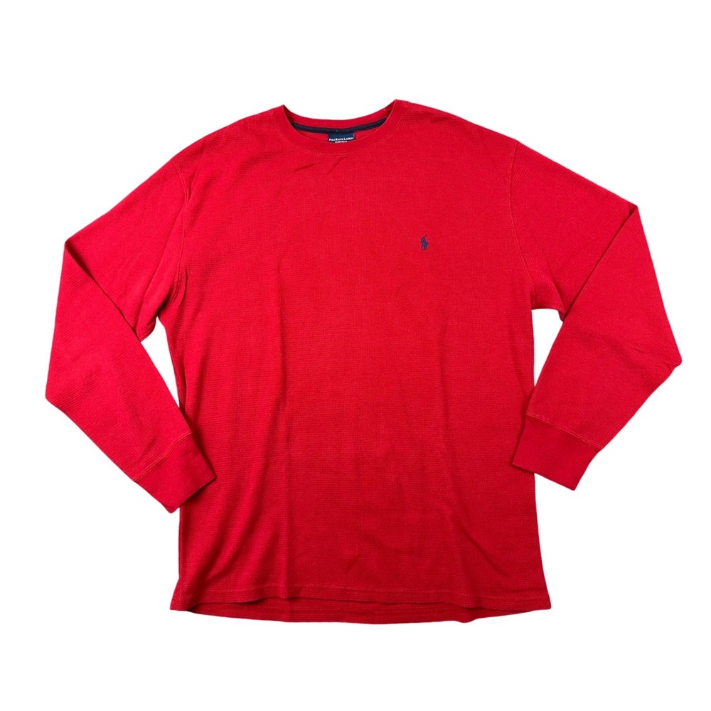 Polo Ralph‎ Lauren Thermal Waffle Knit Shirt Mens XL Long Sleeve Red Sleepwear